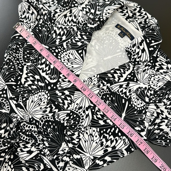 Brooks Brothers Black-White Knit Jersey Butterfly Print Wrap Dress Size … - Picture 15 of 16